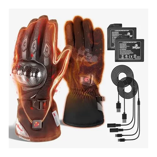 BORLENI Guantes Moto Calefactables, 3000 mAh, Impermeables, Táctiles