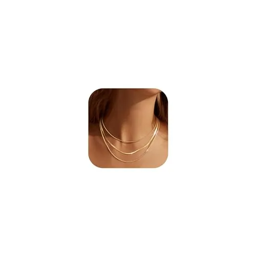 LOLIAS 3 Piezas Collar Cadena Serpiente Oro Collar Mujer Gargantilla Acero Inoxidable Dorado Collares Cadena Plana Joyería Cadena Serpiente Oro/Plata Ajustable 1/3 MM 35/40/45CM para Mujer Niña