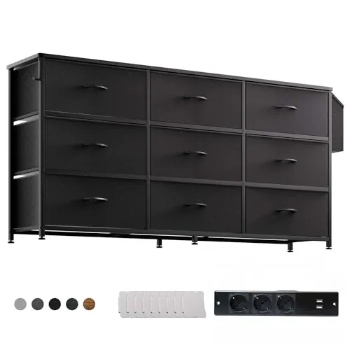 PURFINO Cajonera de Tela, Mueble de TV para 43-65 Pulgadas con 9 Cajones