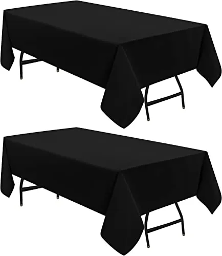 Utopia Kitchen Mantel de Poliéster 152 x 213 cm (Pack de 2, Negro) Cubierta de Mesa Lavable a Máquina Ideal para Fiestas, Eventos, Bodas y Restaurantes (60 x 84 Pulgadas)