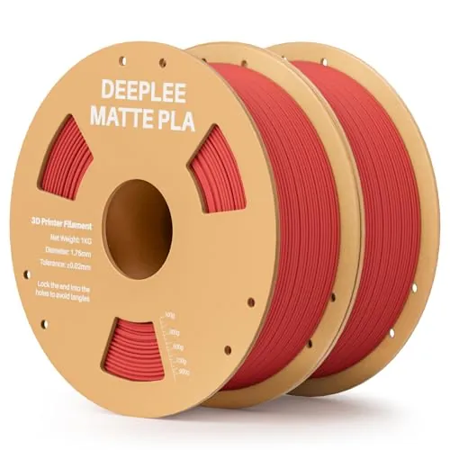 DEEPLEE PLA Mate 1.75 mm, Rojo Rubí, Pack 2 x 1 kg