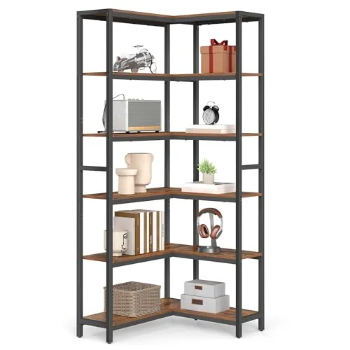 VASAGLE Librería de 6 Niveles, Estantería Esquinera, 24 x 102 x 175,2 cm