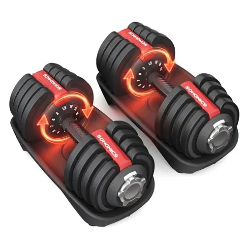 SONGMICS Juego de 2 Mancuernas Ajustables 12 en 1, 2 x 18 kg