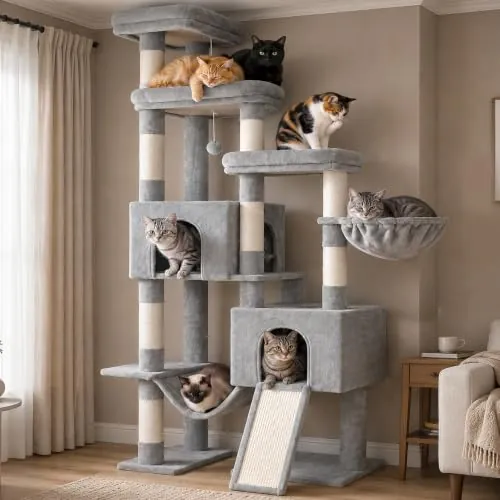 Gitelsnour Árbol para Gatos 183cm para Gatos Grandes,3 Plataformas GCT802W