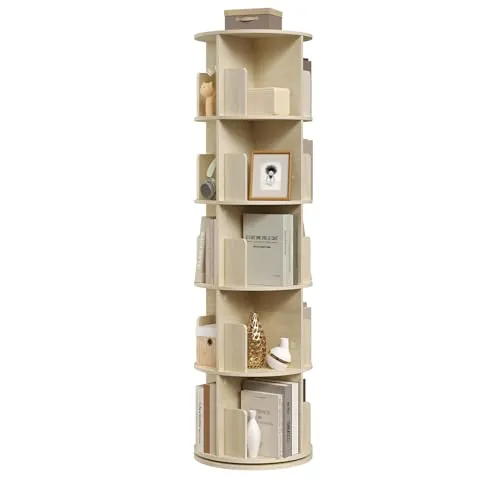 EUGAD Estanteria Giratoria 360° de 5 Niveles, Roble Claro