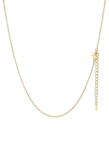 FaithHeart Collar Mujer Oro 14K Acero Inoxidable Cadena Eslabones Rolo Fino 1,4mm Ancho Dorado 40cm Longitud Choker Gargantilla Cuello para Colgante Joyas de Mujer Chica