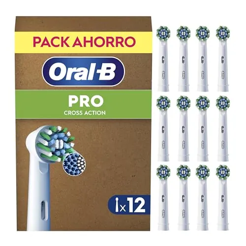 Oral-B Pro CrossAction Cabezales de Recambio Originales, Blanco, Pack de 12