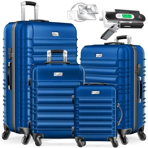 KESSER® Set de 4 Maletas rígidas, Juego Maleta Trolley Incl. báscula de Equipaje + Etiqueta de Equipaje Maleta rodante Cerradura 4 Ruedas ABS Carcasa rígida asa telescópica S-M-L-XL