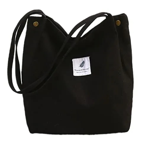 oukesin Bolso de Lona para Mujer Bolso de Hombro de Gran Capacidad Turismo Informal,Negro