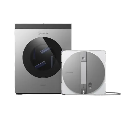 ECOVACS WINBOT W3 OMNI Robot Limpiacristales con Estación Multifunción, Autolavado de Mopa, Limpieza Inteligente de Bordes, Atomizador Triple, Control vía App, Protección de 12 Fases