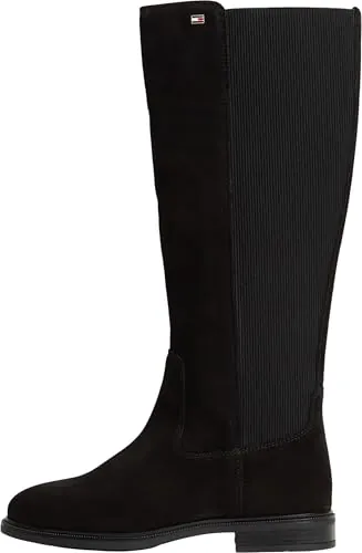 Tommy Hilfiger Botas altas Chelsea Fw0fw09574High de ante con bandera esmaltada para mujer, Black, 39 EU