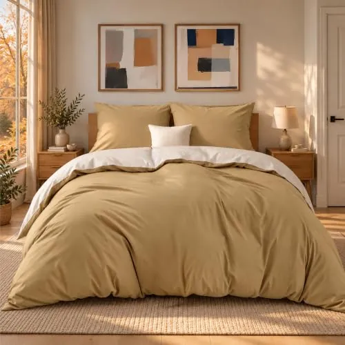 Dreamzie - Funda Nórdica 200x200 + 2 Fundas de Almohada 50x70 | Beige/Arena · Reversible · Microfibra Ultra Suave · 3 Piezas · Cierre de Cremallera · OEKO-TEX