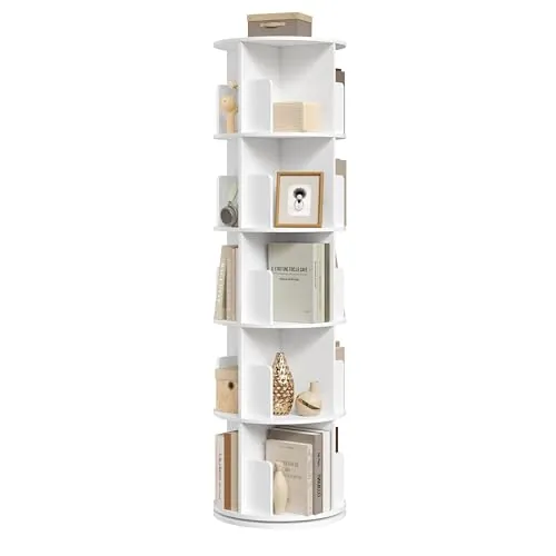 EUGAD Estanteria Giratoria 360° de 5 Niveles y 20 Comportamientos, Blanco