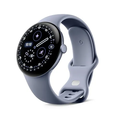 Google Pixel Watch 4 (45 mm) - Smartwatch Android con Seguimiento de la Estado físico y Ayuda de Gemini - Caja de Aluminio en Color Piedra Lunar Satinada - Correa Deportiva en Piedra Lunar - Wi-Fi