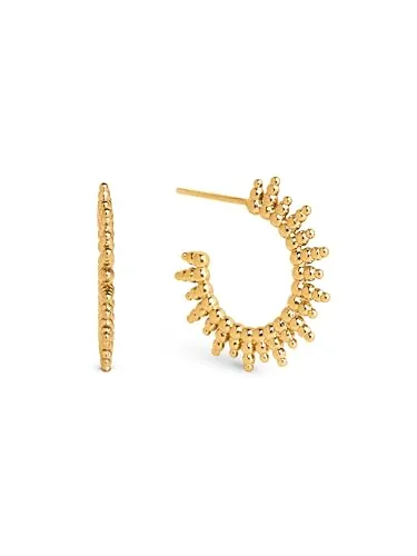 SINGULARU - Pendientes Pebbles Sun. Latón con Acabado Baño de Oro de 18 Kt. Cierre Tuerca a Presión. Joyas para Mujer