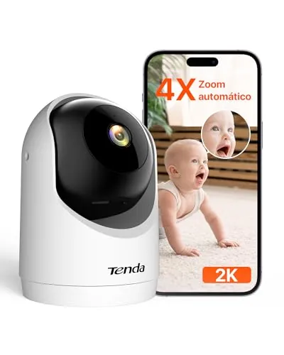 Tenda Cámara Vigilancia WiFi Interior 2K, WiFi 6 360° para Bebé/Mascotas, 3MP Detección Humana AI, Rastreo de Movimiento, Visión Nocturna, Audio, Sin Suscripción Obligatoria