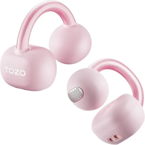 TOZO Openearring Auriculares Inalámbricos Bluetooth, clip ligero y estable | 40H batería, Pantalla LED, 32 EQs, 5.1g ultraligero, elegante y compacto, ajuste seguro para deporte y llamadas claras