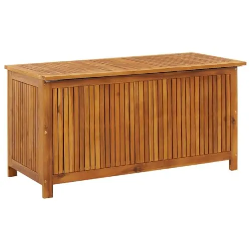 vidaXL Caja de Almacenaje de Jardín Cofre Almacenamiento Patio Terraza Exterior Embalaje Herramientas Organizador 113x50x58 cm Madera Maciza Acacia