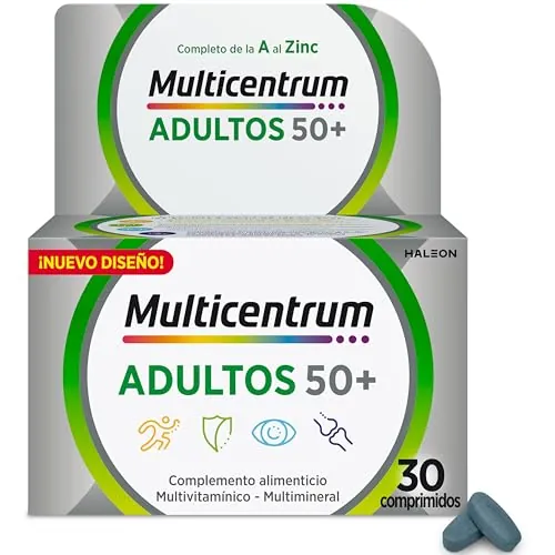 Multicentrum Adultos 50+, Complemento Alimenticio Vitaminas, 30 Comprimidos