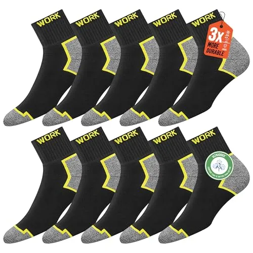 SOXCO 10 Pares Quarter Calcetines Hombre Trabajo Cortos WORK Socks, 39-42