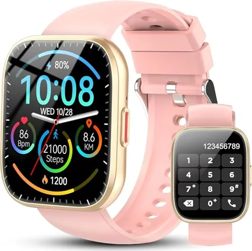 Ddidbi Reloj Inteligente Hombre Mujer, 1.85" Smartwatch con Llamadas, Rosa
