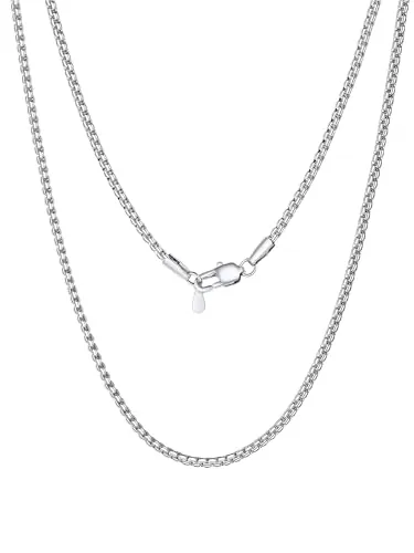PROSTEEL Collar Hombre Plata Acero Inoxidable Cadena Eslacones Plano Veneciana Plateado 2mm Ancho 55cm Longitud Collares Cadenas Joyas Hombre Chico Hijo Padre Novio