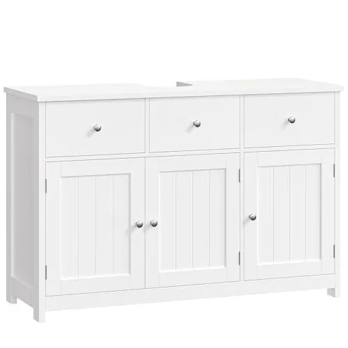 FOREHILL 100cm Mueble Bajo Lavabo, Mueble Baño, Blanco