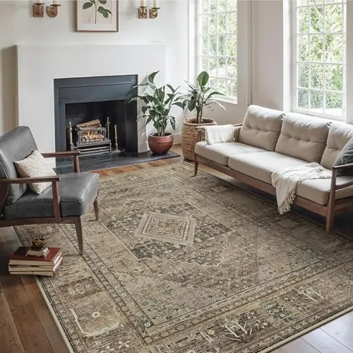 GENIMO Alfombra Salon Sin Peluche,Alfombra Cocina Lavable Antideslizante,Alfombra Pasillo de Dormitorio,Alfombra Silla Escritorio,Comedor,Marrón,200x290 cm