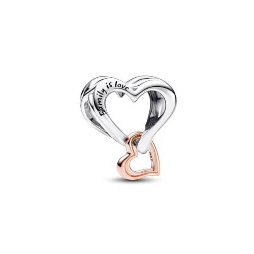 Pandora Moments Dije calado con diseño de corazón de plata de ley y chapado en oro de 14 quilates