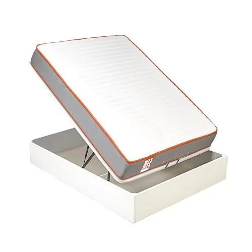 What the Sleep I Pack colchón sostenible muelle ensacado visco y canapé abatible blanco gran capacidad I Entrega, montaje en domicilio y retirada usado incluida I Funk 135x190 I Gris I 3 años garantía
