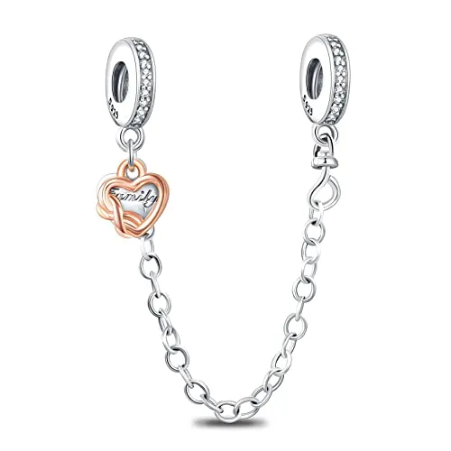 Rimgoris Charm de Plata de Ley 925 de para Pulseras de Mujer Collar Infinity Heart Family Clasp Cadena de Seguridad Colgante de Regalo
