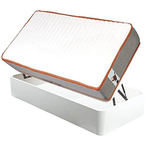 What The Sleep | Colchón Sostenible Premium Híbrido Muelles Ensacados-Visco 24cm y Canapé Juvenil Apertura Lateral Blanco | Entrega, Montaje en Domicilio y Retirada Usado Incluida | 90x190 | PACK FUNK