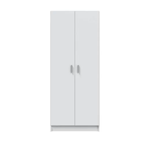 Habitdesign Armario Multiusos, Escobero 2 Puertas 3 Estantes, 180x73x37 (AltoxAnchoxFondo - en cm), Color Blanco Mate