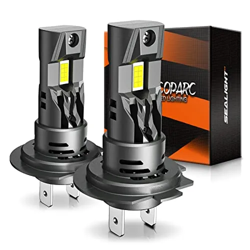 SEALIGHT Bombilla H7 LED 60000 lúmenes, todo en uno tamaño mini H7 bombillas LED con ventilador, 900% Super brillo 6500K blanco frío, no requiere adaptador, Plug and Play, IP67, paquete de 2