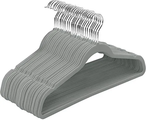 Utopia Home Premium Perchas Terciopelo (Gris, Paquete de 20)