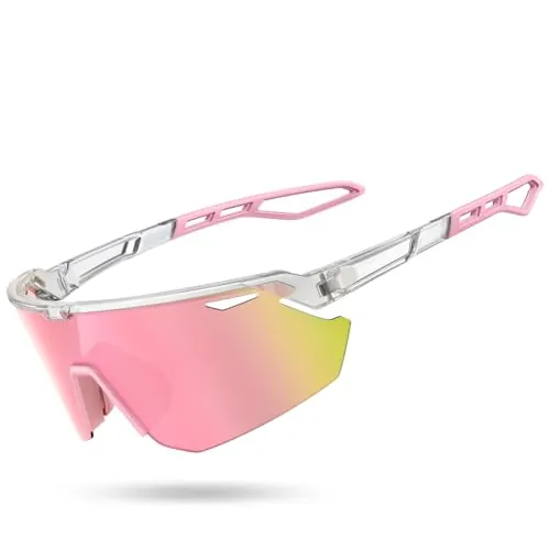 Lamicall Polarizadas Gafas de Sol para Ciclismo - [24g Ultraligero] UV400 Protección, TR90-Marco, Almohadilla Nasal Ajustable, Gafas de Sol Deportivas Mujeres Hombres para Pesca/Running/Senderismo