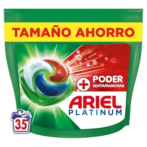 Ariel PODs Platinum, Detergente Líquido En Cápsulas + Poder Quitamanchas Cápsulas, 35 Lavados