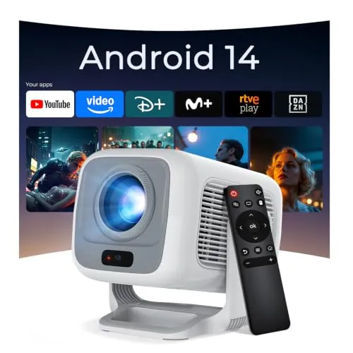 [1080P Nativo & Auto Focus] Smart Proyector - 4K Soporte, 600 ANSI