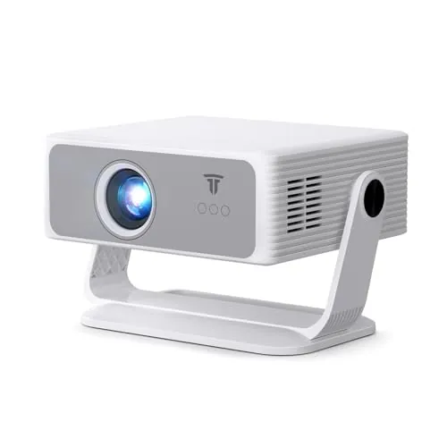 ZDK Último Proyector Portátil, 450 ANSI, Android TV Integrado, Soporta 4K y 1080P, WiFi 6 + BT5.4, Enfoque Eléctrico, Corrección Trapezoidal Automática, Rotación 270° para Cine en Casa (Gris-Blanco)