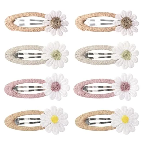 8 Pinzas Para El Cabello Little Daisy Pony, Pinzas Para El Cabello Frescas Y Lindas, Pinzas Para El Cabello Rotas Para Niñas, Accesorios Florales Para El Cabello.