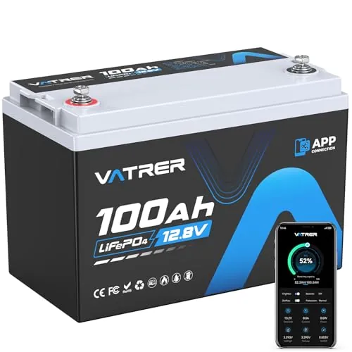 VATRER POWER Batería LiFePO4 12,8V 100Ah Bluetooth