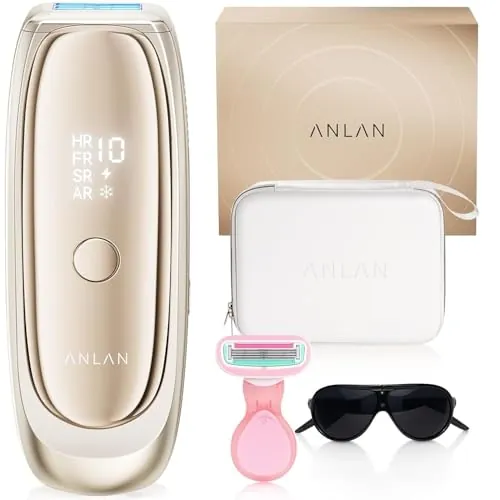 26J Depiladora Laser con Función de Refrigeración, ANLAN 5 Pulses IPL Depiladora de Luz Pulsada 10 Niveles Energía, Maquina laser depilacion Casa para Mujer Hombre, Rostro Bikini Axilas Cara Cuerpo