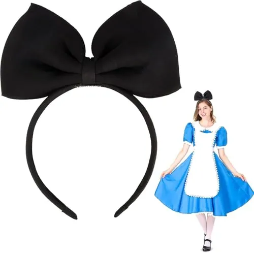 BABYZOCO Cinta para el cabello con lazo de satén negro, diadema decorativa grande, accesorios para el cabello, Satén, Negro