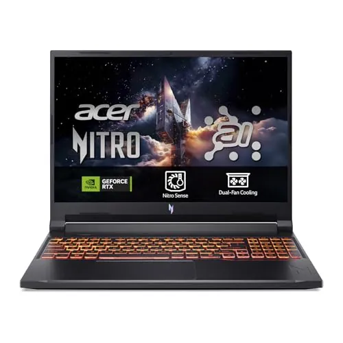 Acer Nitro V 16 AI ANV16-42, Ordenador Portátil Gaming 16", WUXGA IPS (AMD Ryzen 7 260, 16 GB RAM, 512 GB SSD, NVIDIA GeForce RTX 5050, Sin Sistema Operativo) Negro, Teclado QWERTY Español