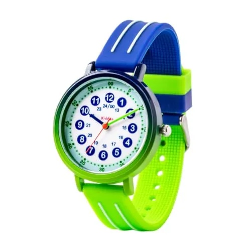 Kiddus Reloj de Aprendizaje para Niña, Reloj Educativo Infantil a Partir de 5 Años, Resistencia al Agua 5ATM, Niños Analógico para Aprender la Hora, Mecanismo Japonés