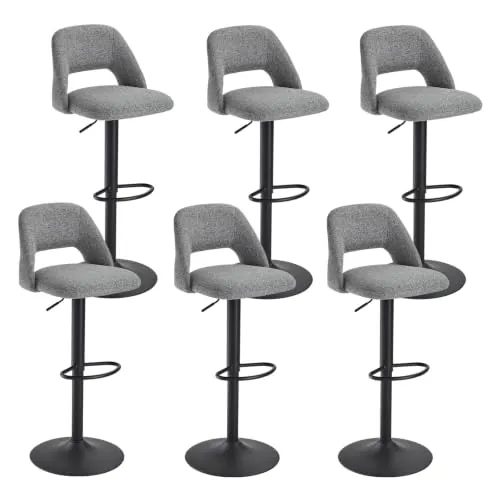 Goeurvant Set 6 taburetes de Bar Regulables, giratorios 360° con Respaldo, diseño Moderno, Ideales para Cocina y Barra.