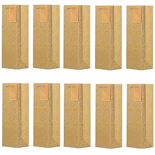 Paquete de 10 pieces de bolsos de la botella nobles bolsos de regalo oro para vino, cava y champán 36x12x10