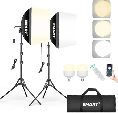 EMART Softbox Iluminación Kit Fotografía, Foco Fotografía 40x40cm - 2 Pack