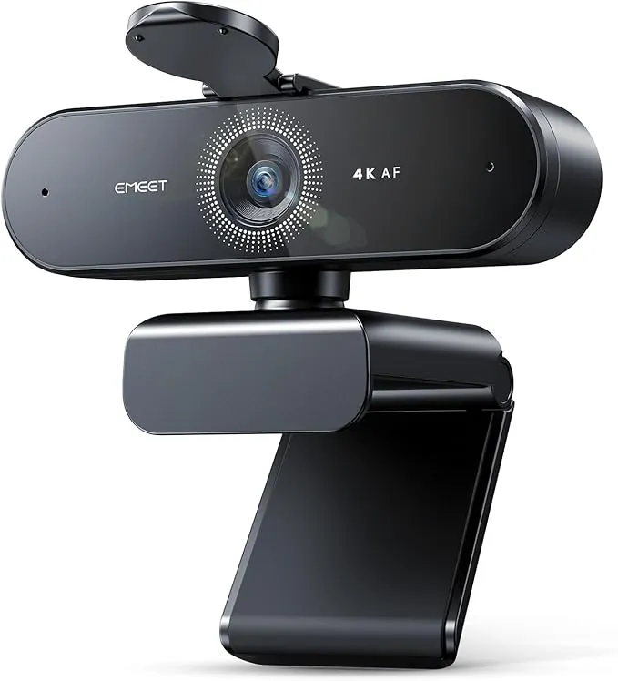 EMEET Webcam NOVA 4K, 4K con 2 micrófonos, cancelación de ruido, cámara Ultra HD 73°, PDAF, para Mac, portátil