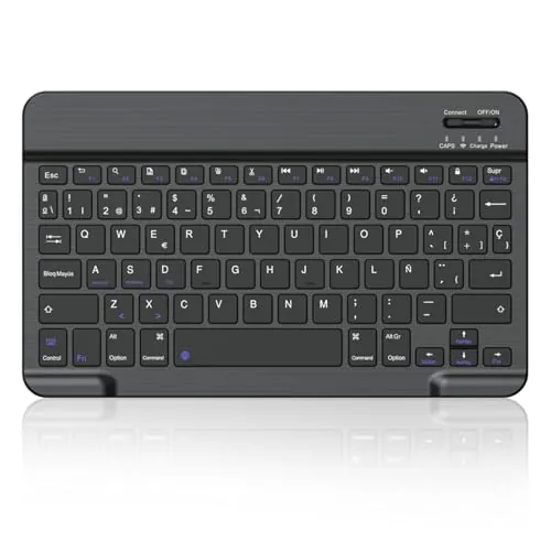 cimetech Teclado Bluetooth, Teclado inalámbrico ultradelgado Español Diseño silencioso y portátil con batería Recargable integrada para iOS, Mac, iPad, Windows y Sistemas operativos Superiores